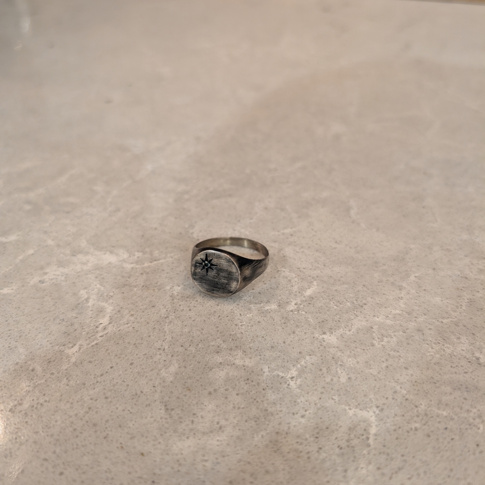 Men's Silver Ring with Star Design